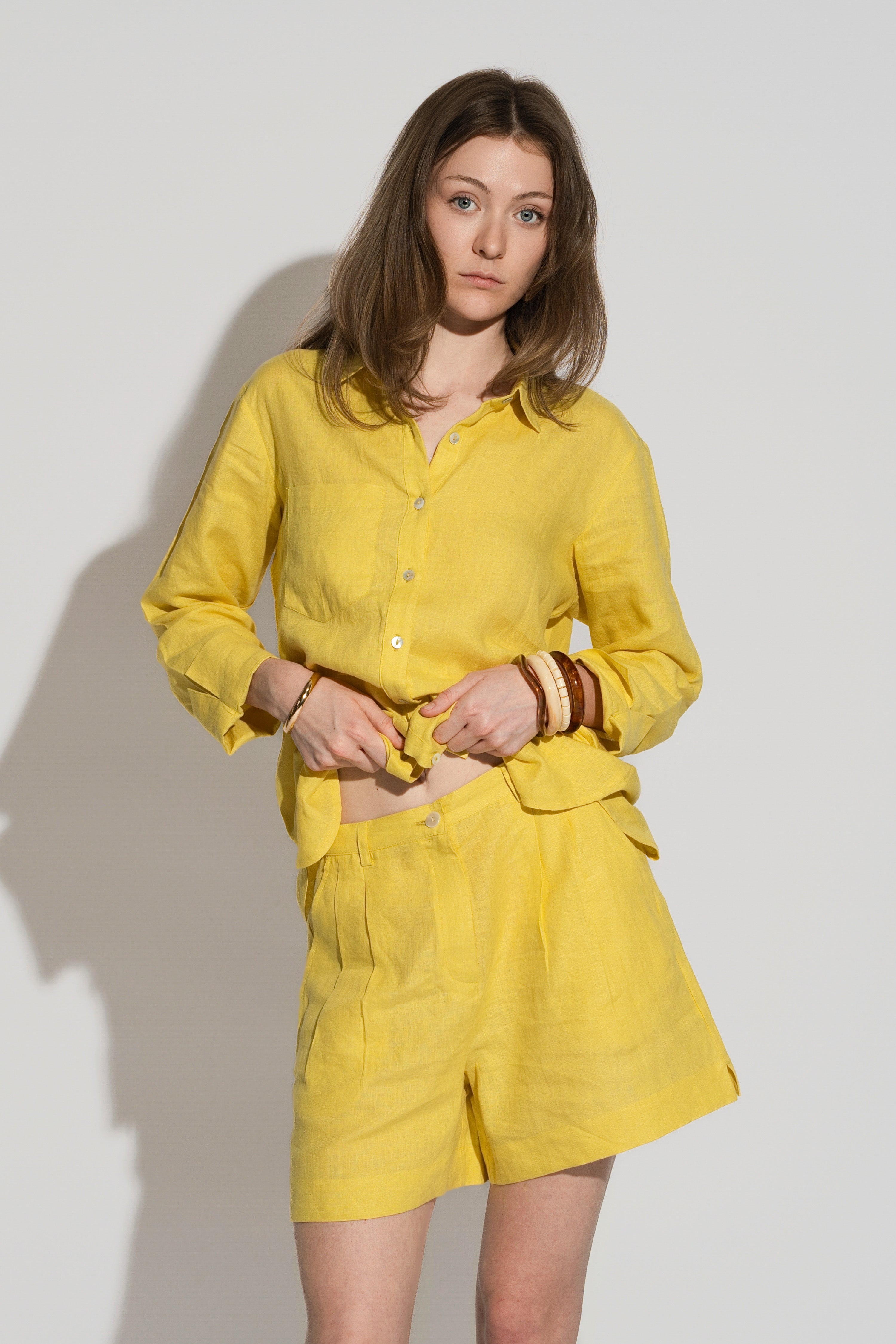 Regular Linen Shirt Sun Yellow