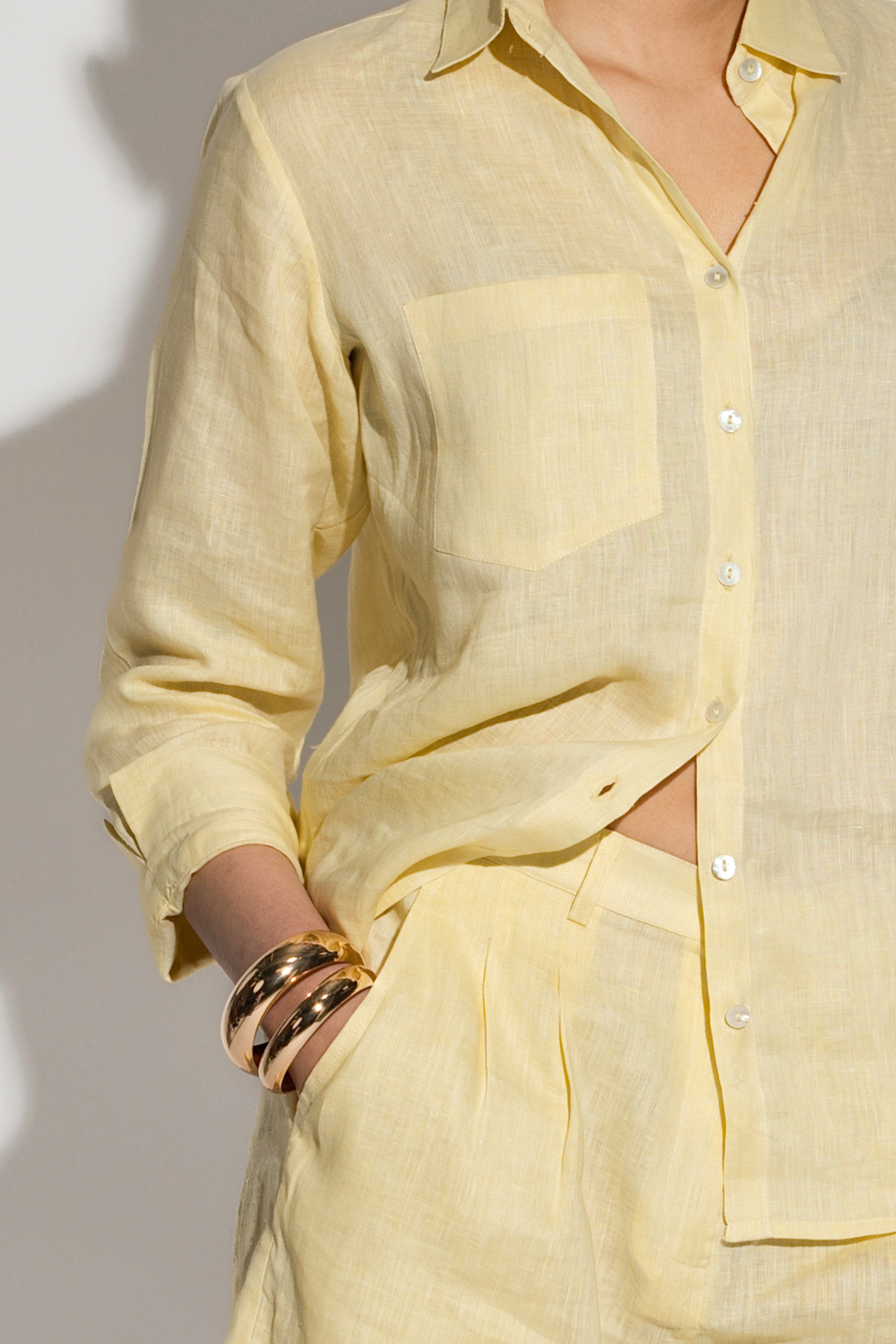 Regular Linen Shirt Butter Yellow