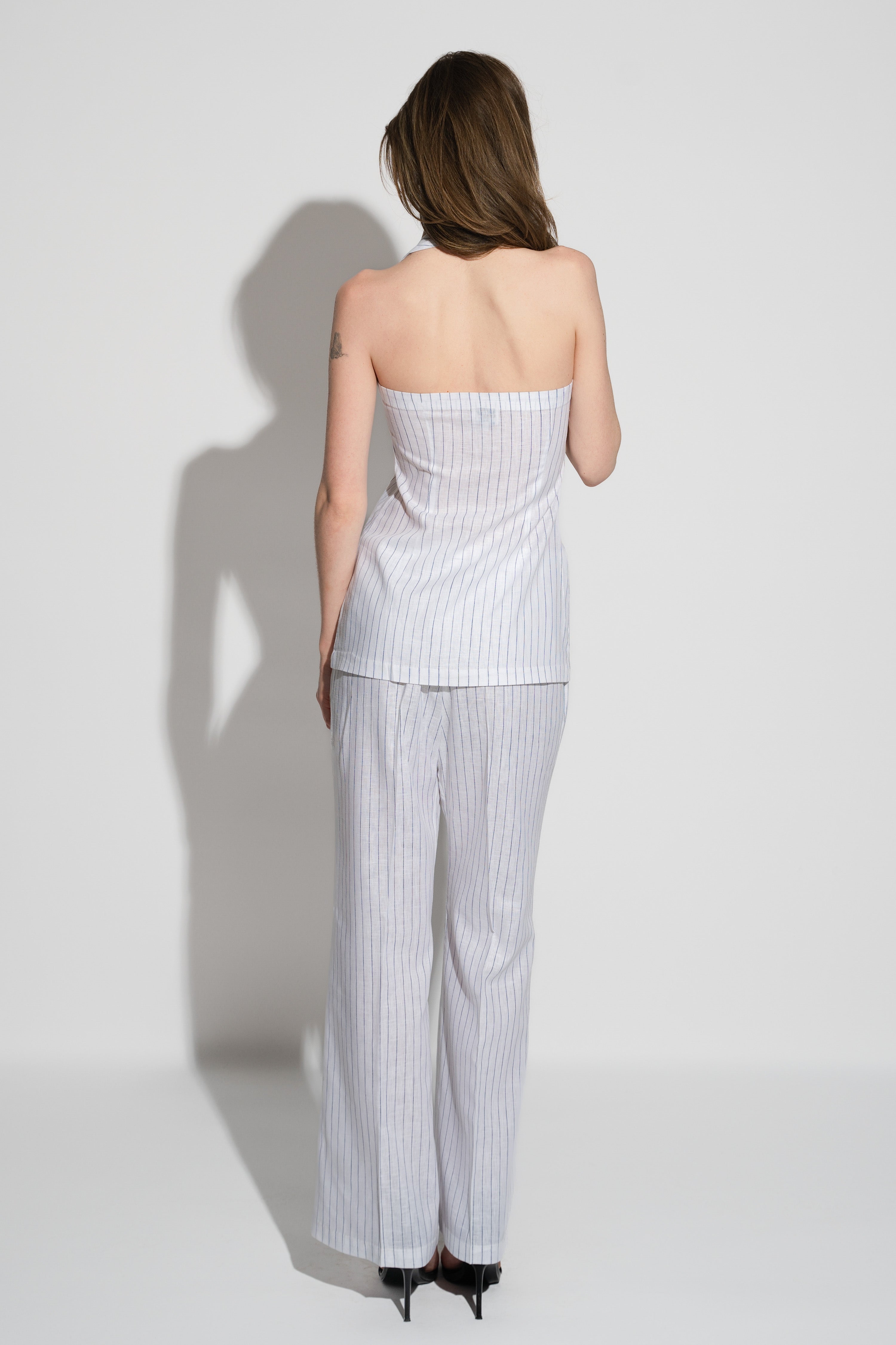 Stripe Linen Halter Vest