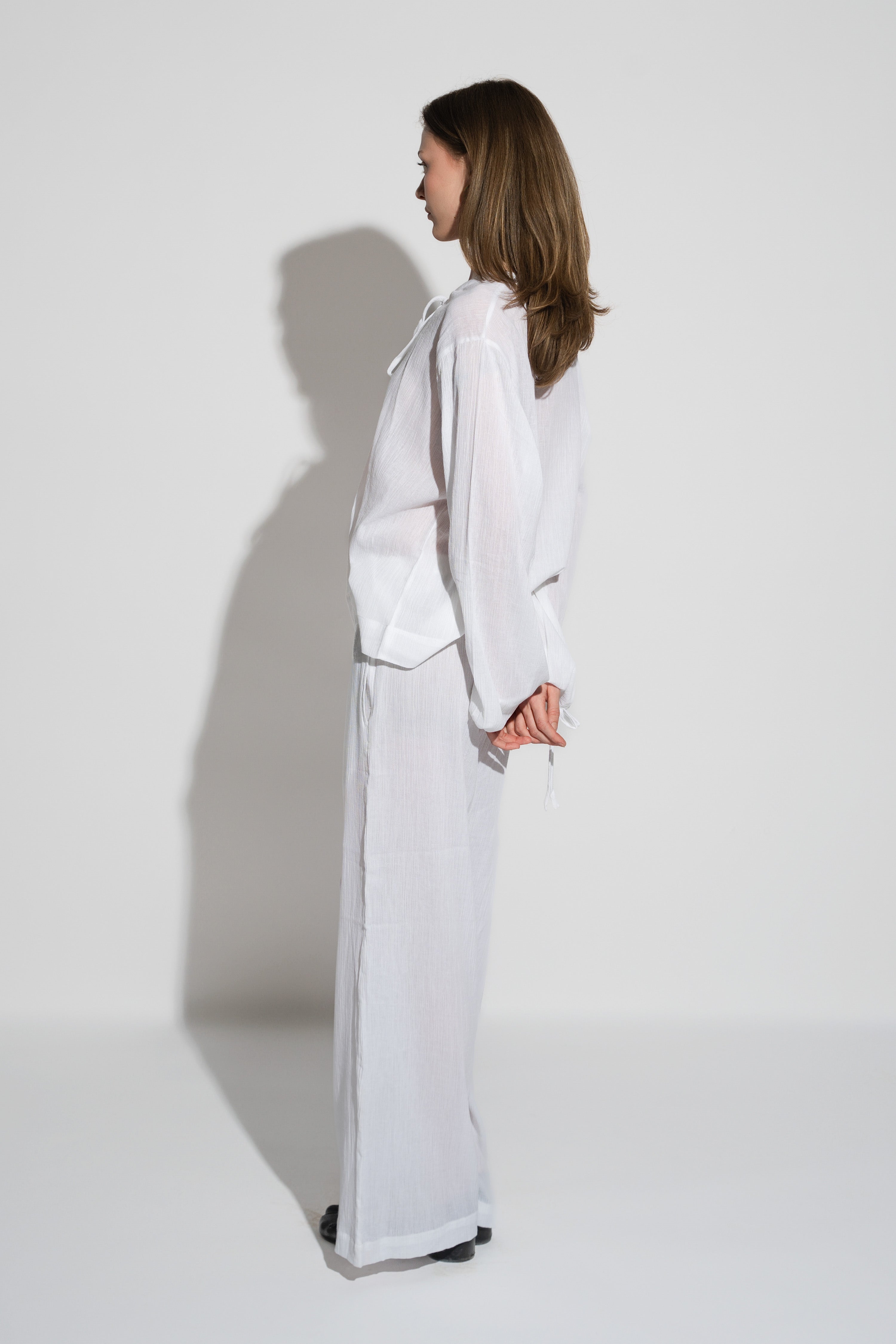 Crushed Cotton Pants White