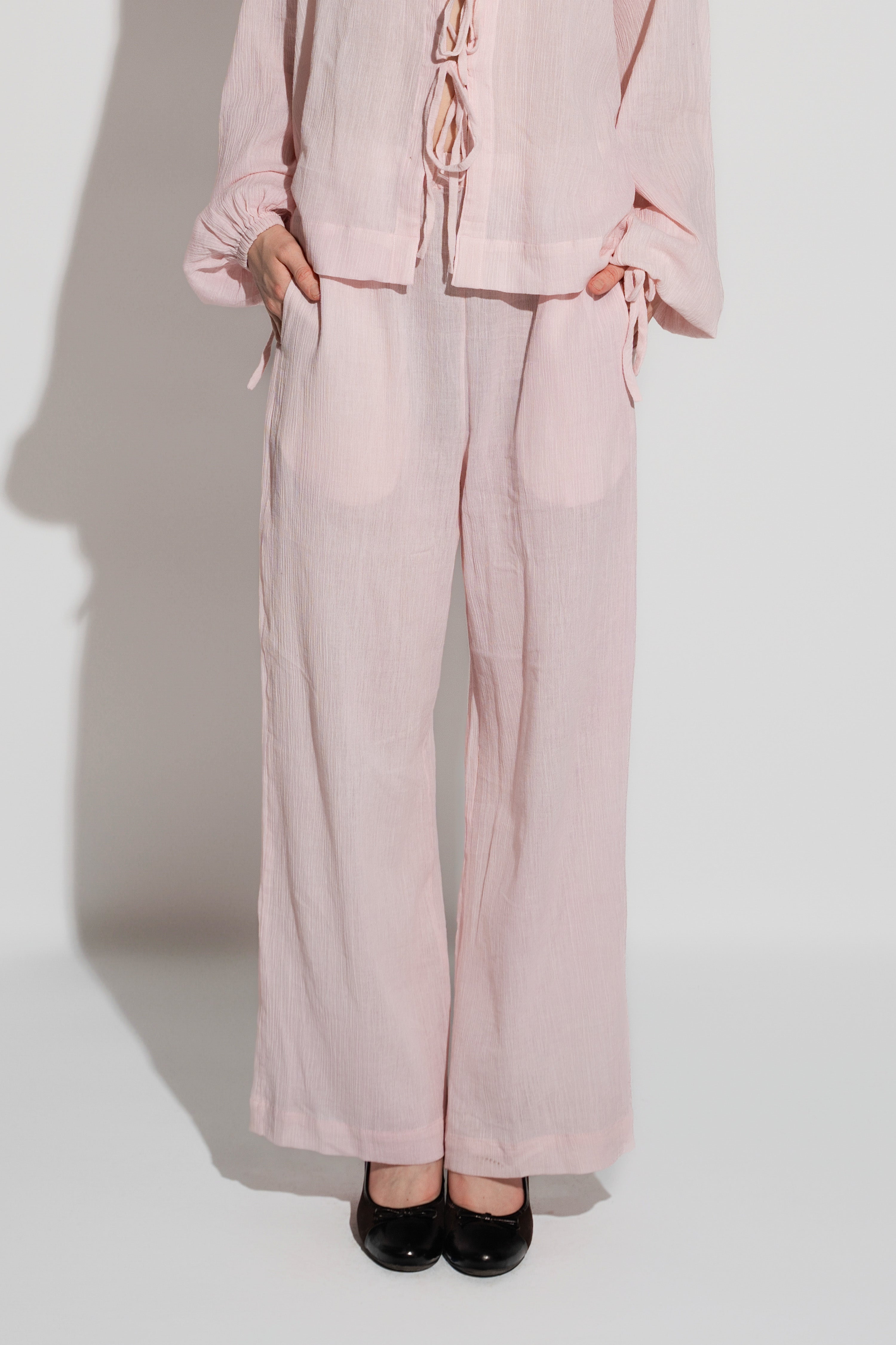 Crushed Cotton Pants Powder Pink