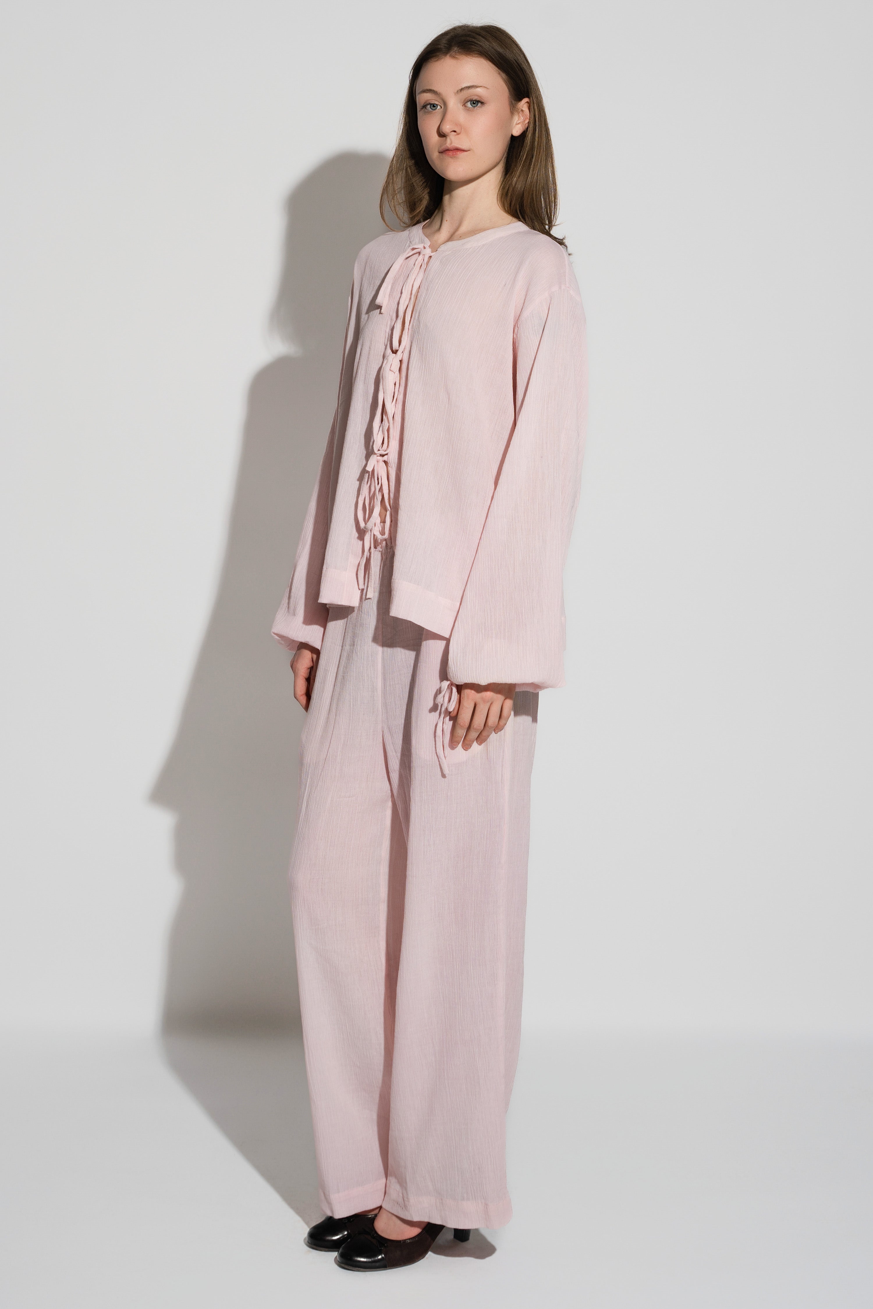 Crushed Cotton Pants Powder Pink