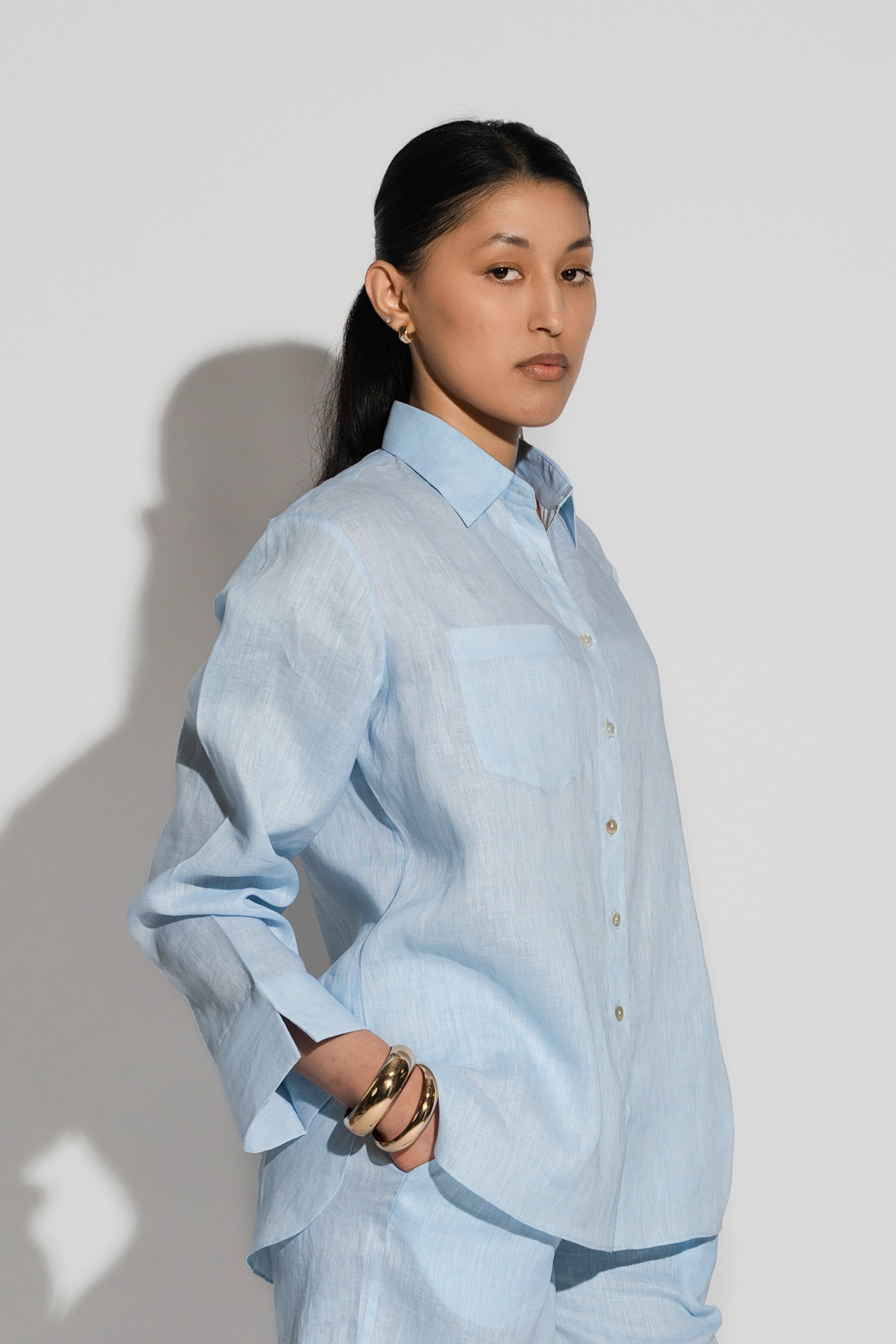Regular Linen Shirt Ice Blue