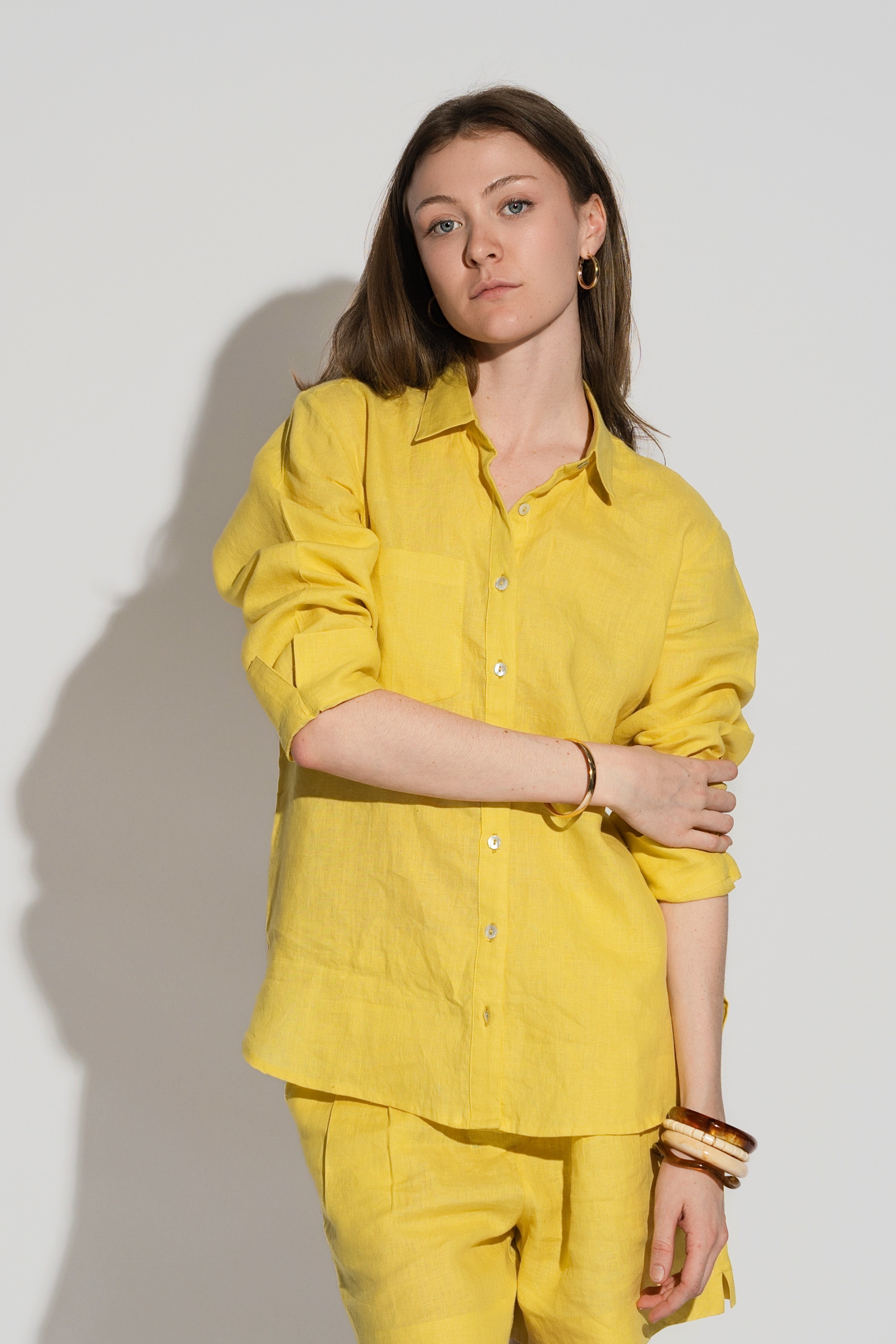 Regular Linen Shirt Sun Yellow