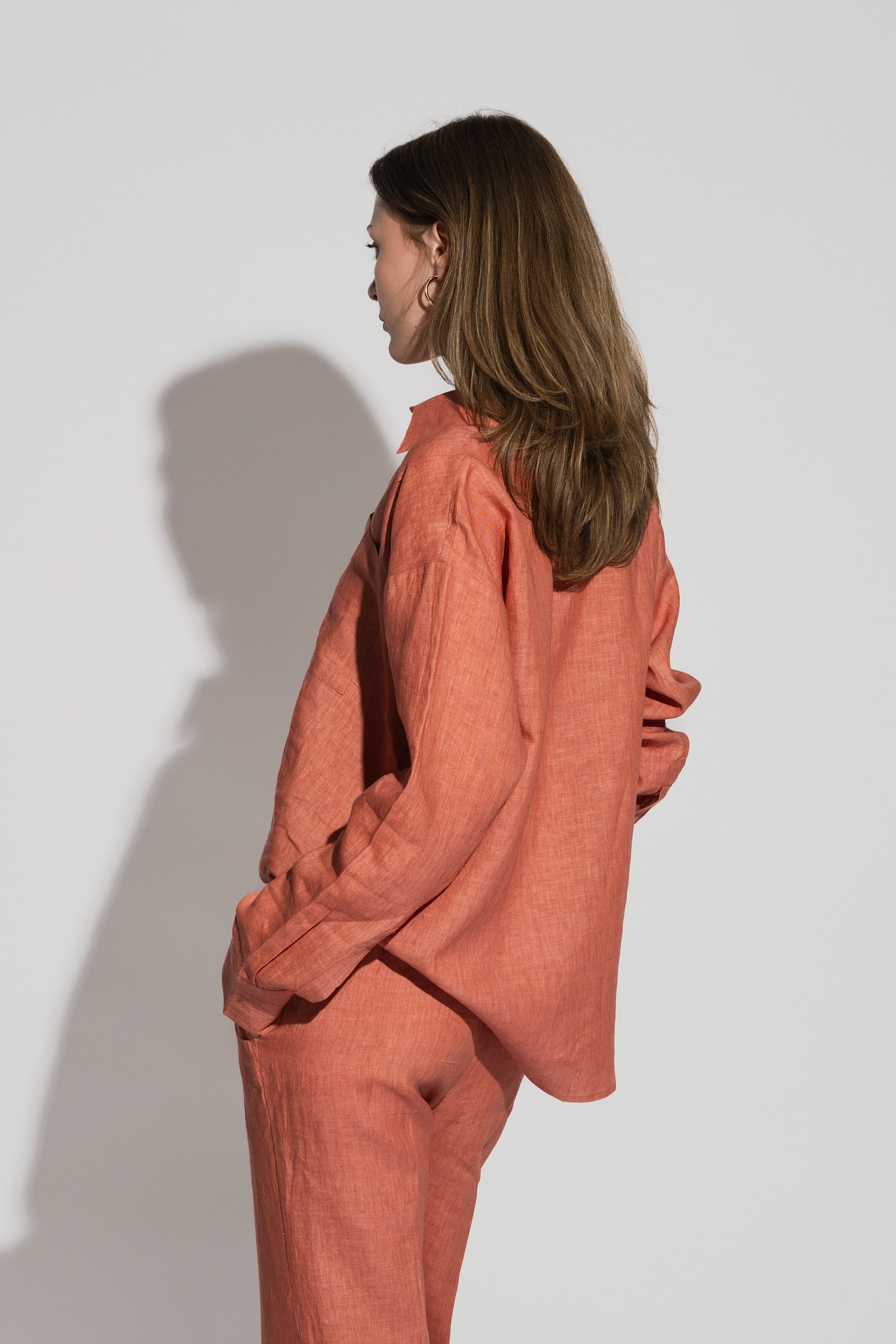Classic Linen Shirt Teracotta Red