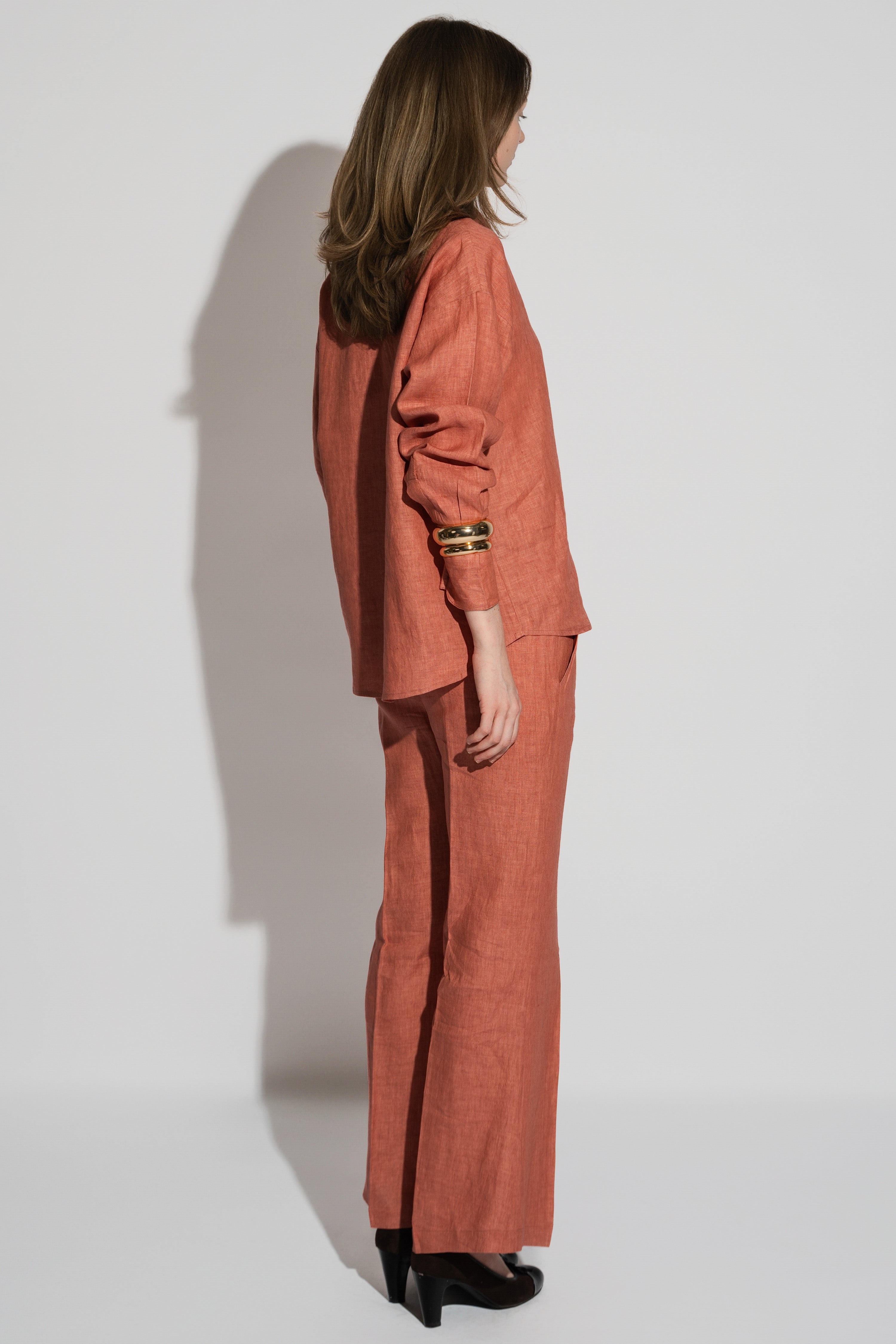 Low Rise linen Pants Teracota Red