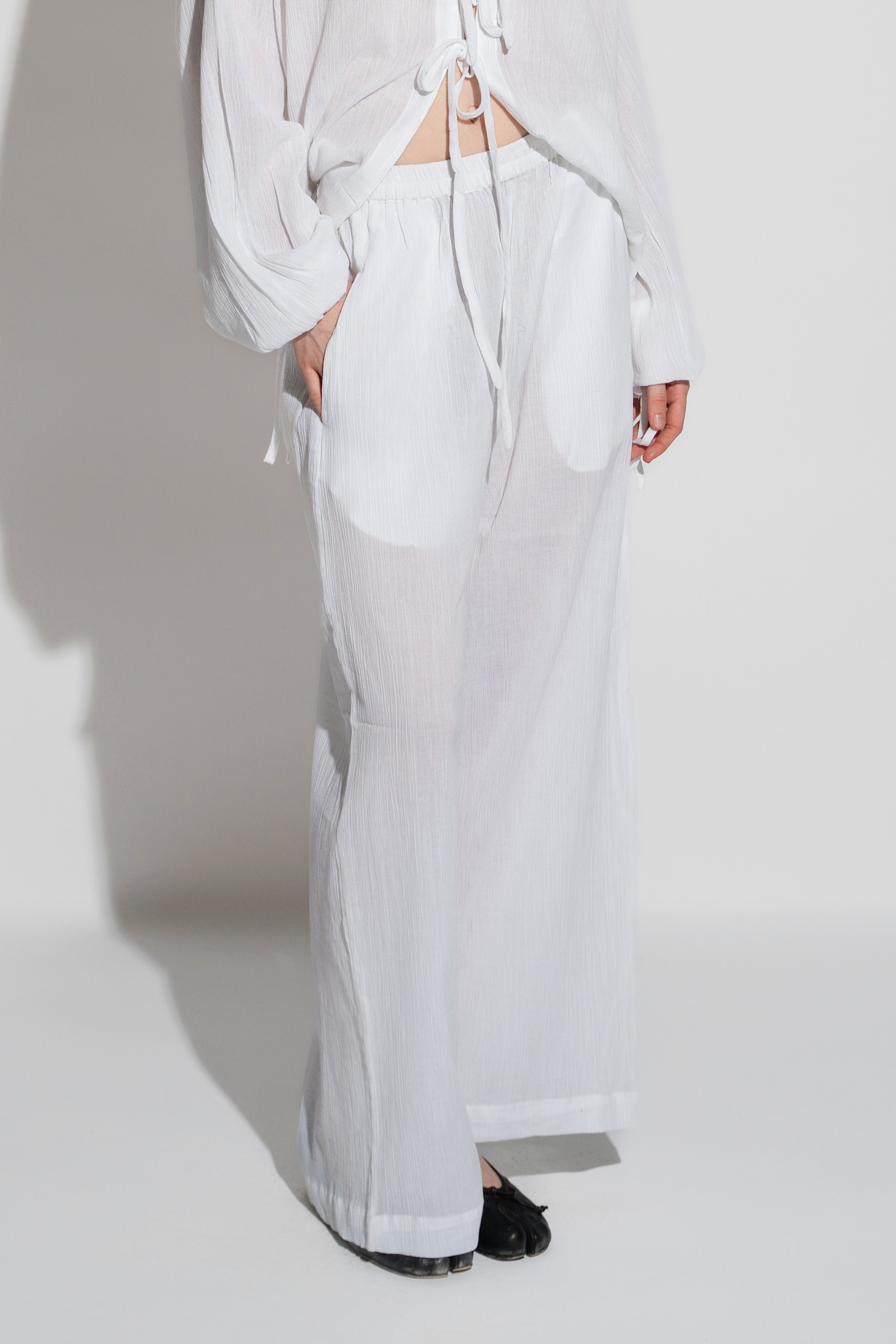 Crushed Cotton Pants White