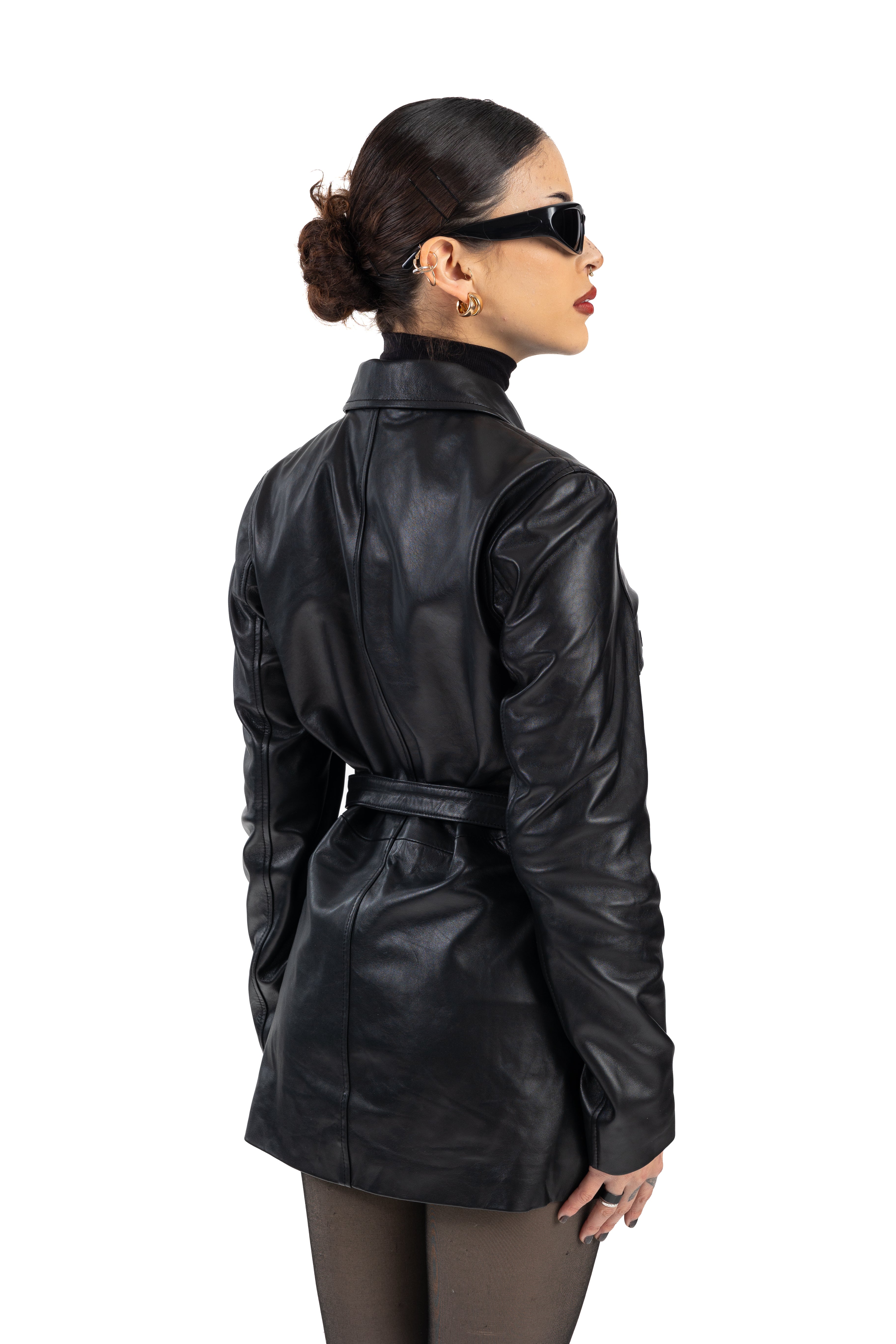 Black Belted Leather Jacket