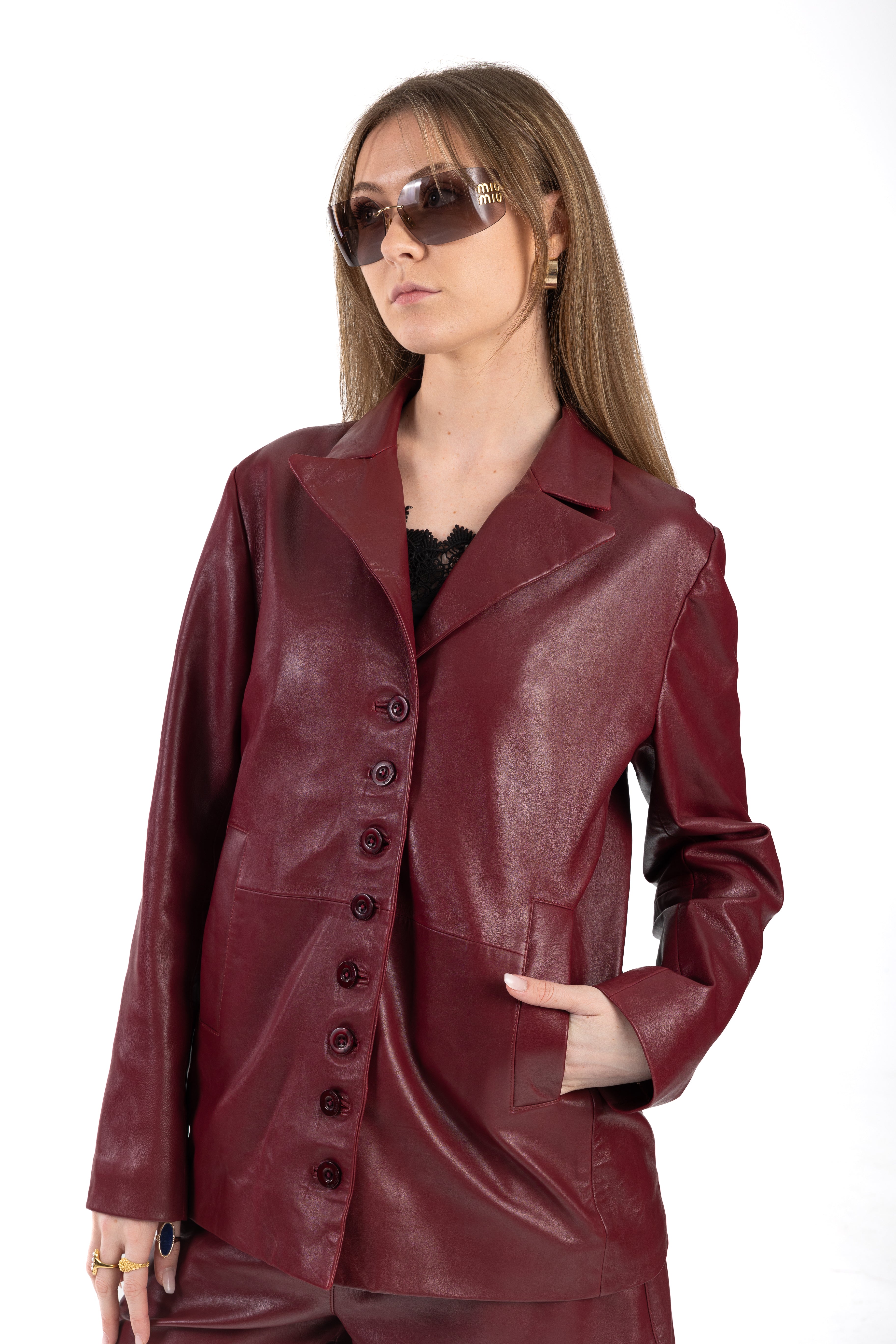 Short Lapel Leather Jacket