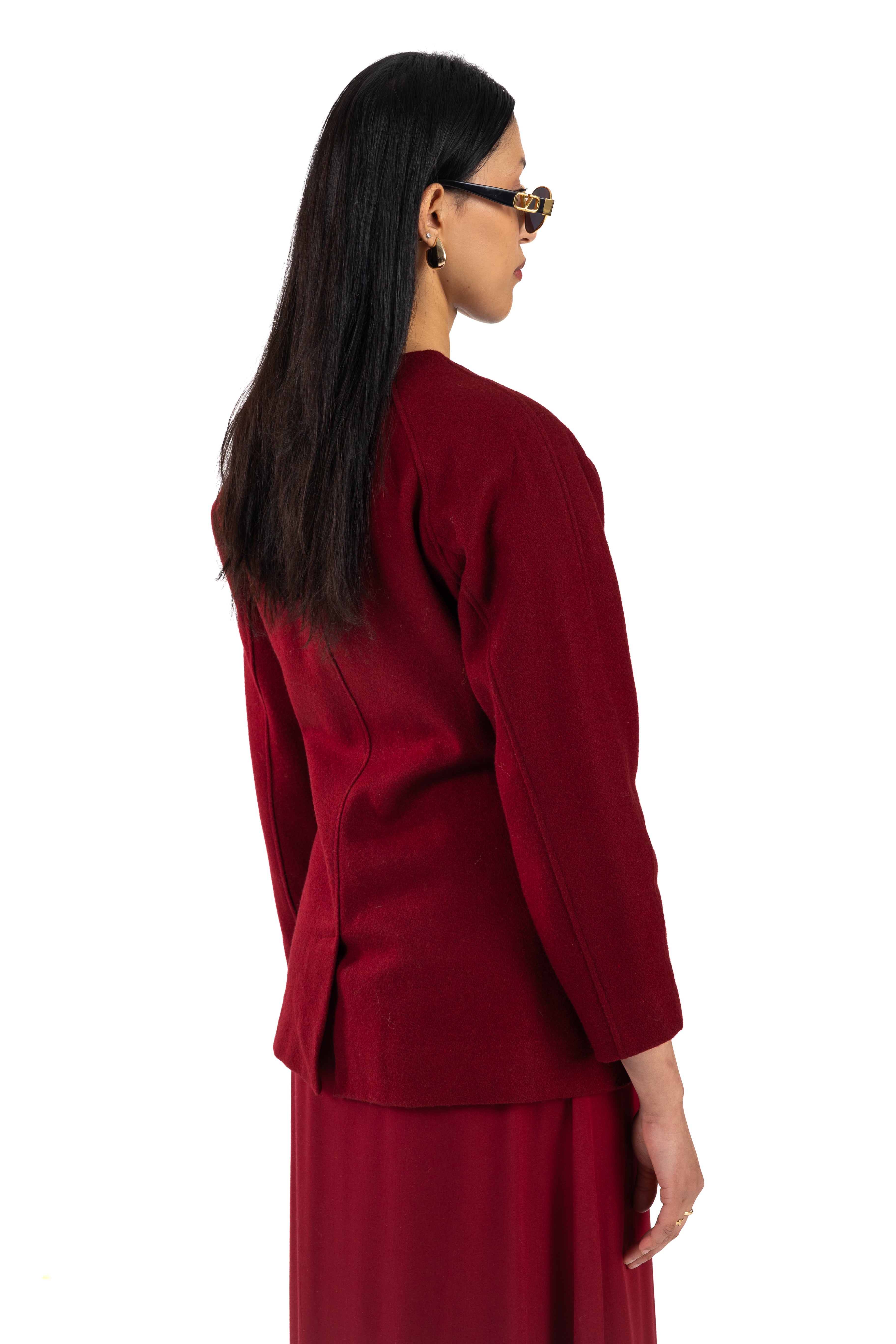 Burgundy Croissant Shape Jacket Wool