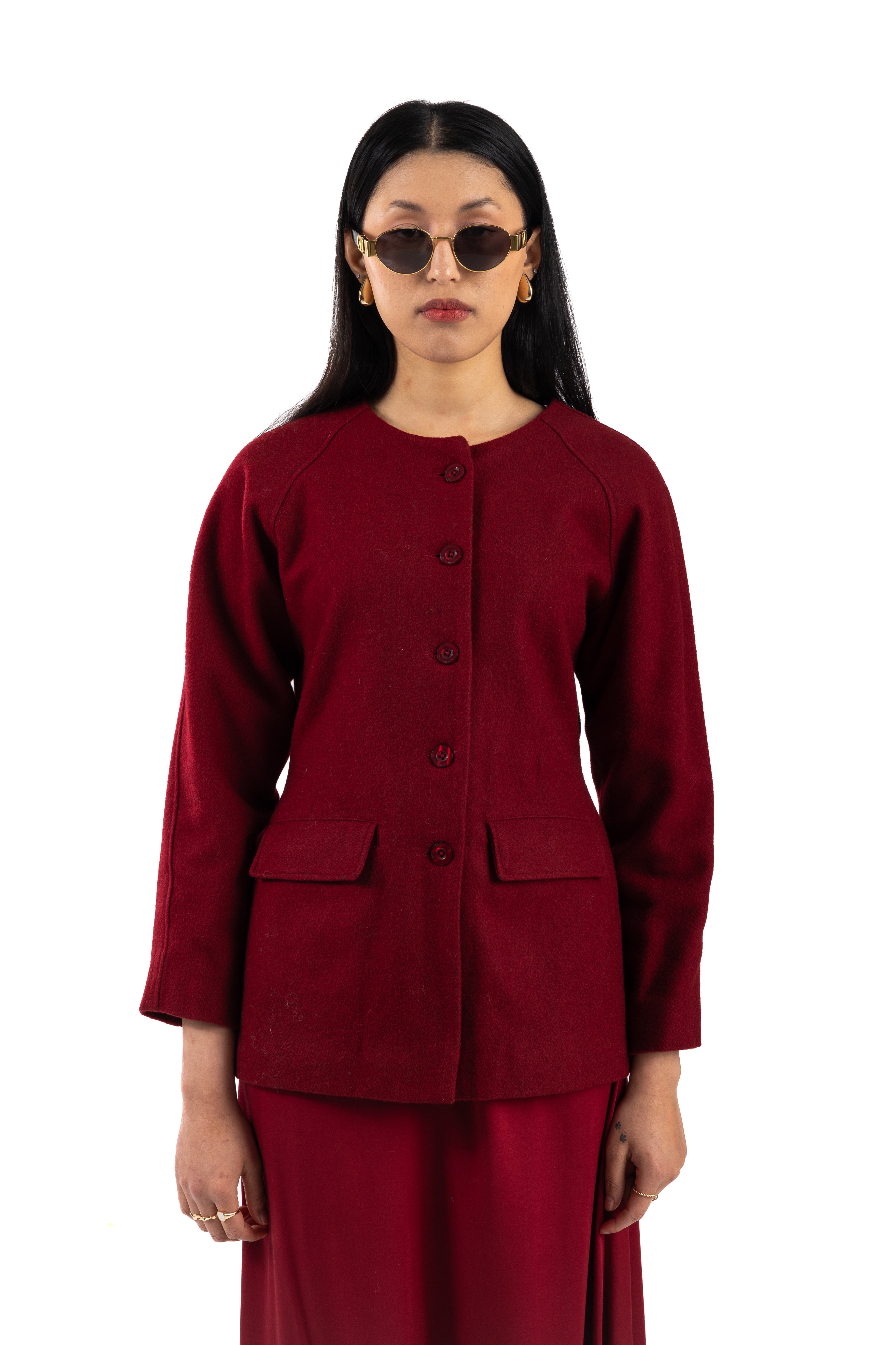 Burgundy Croissant Shape Jacket Wool