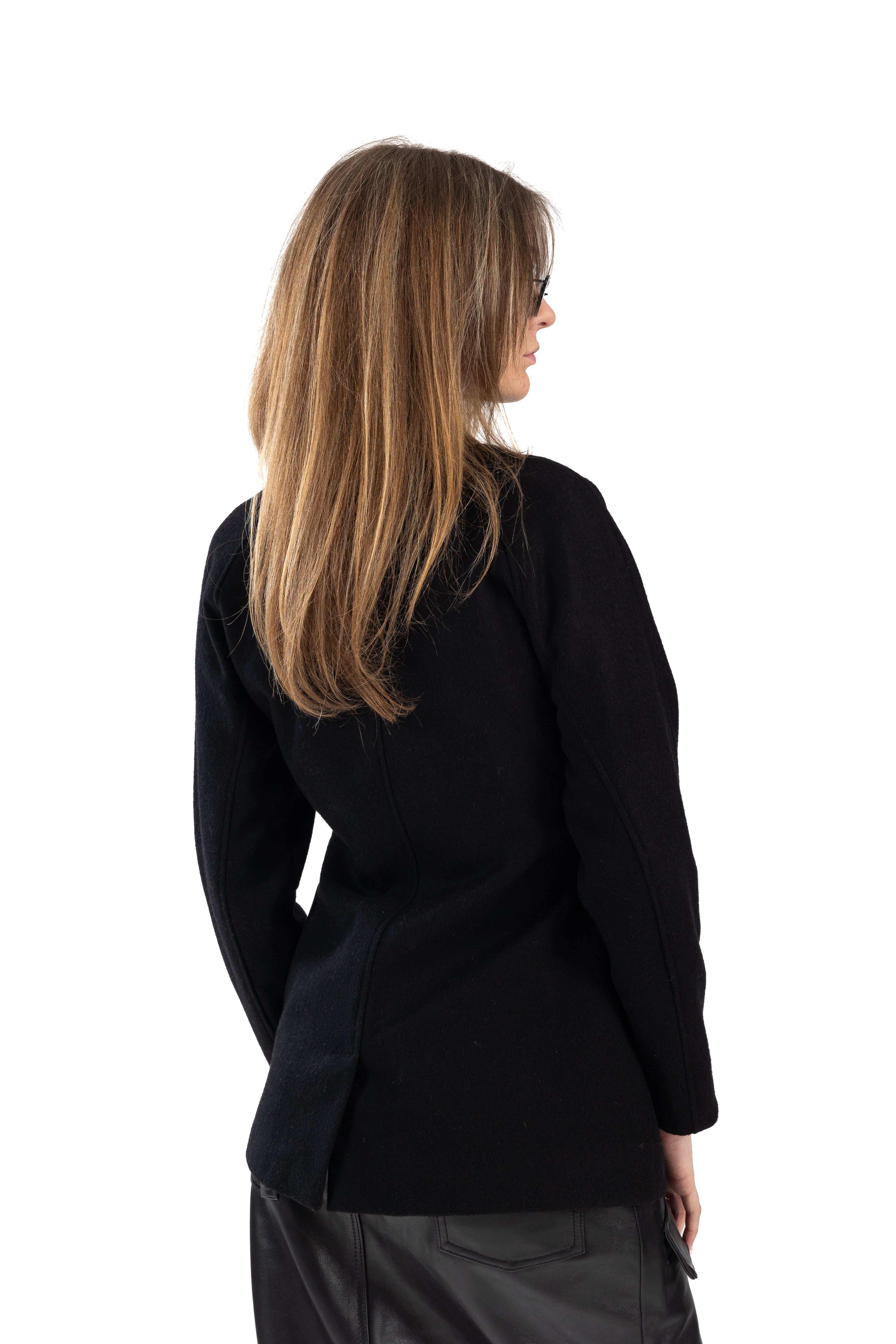 Black Croissant Shape Jacket Wool