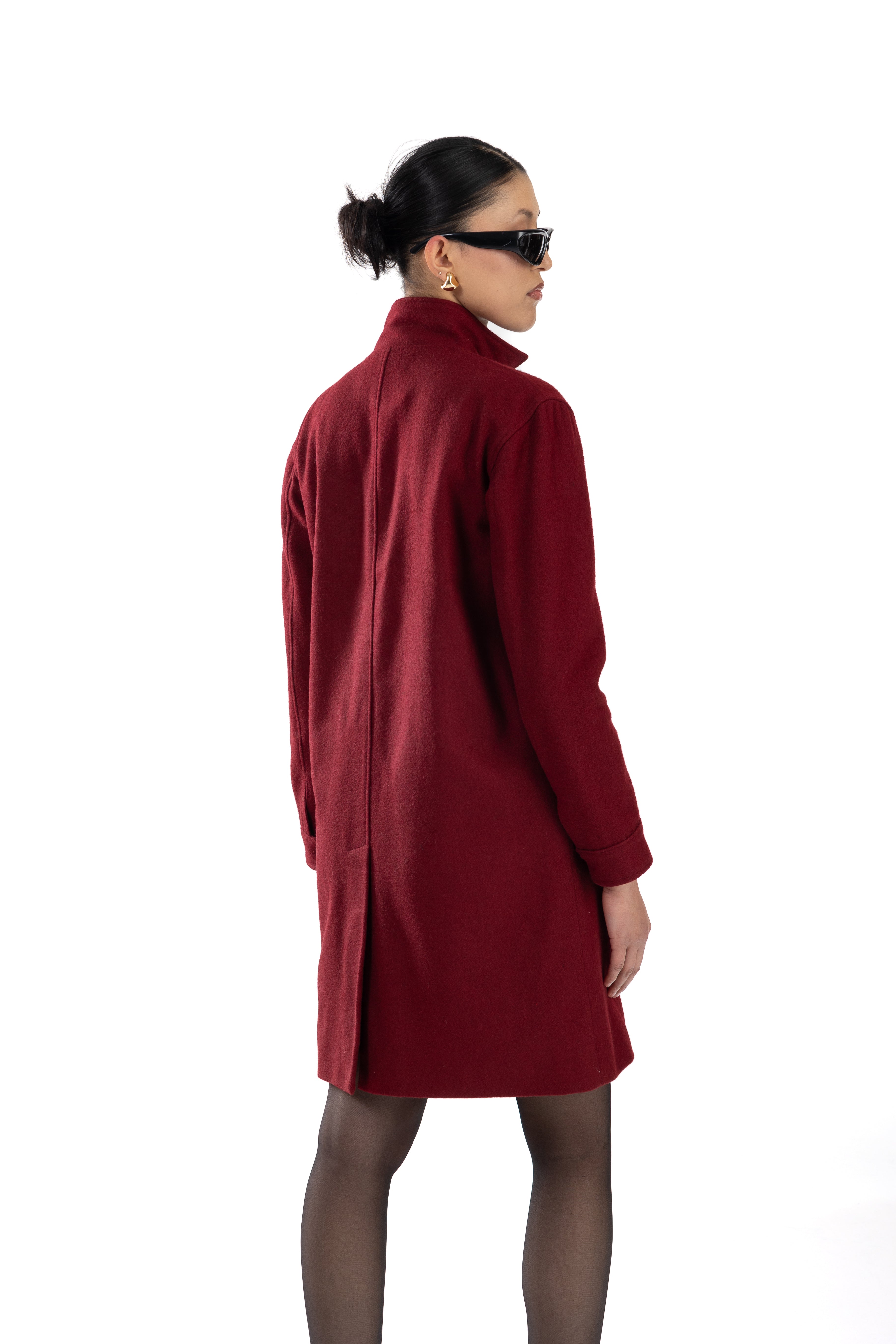 High Band Wool Midi Coat