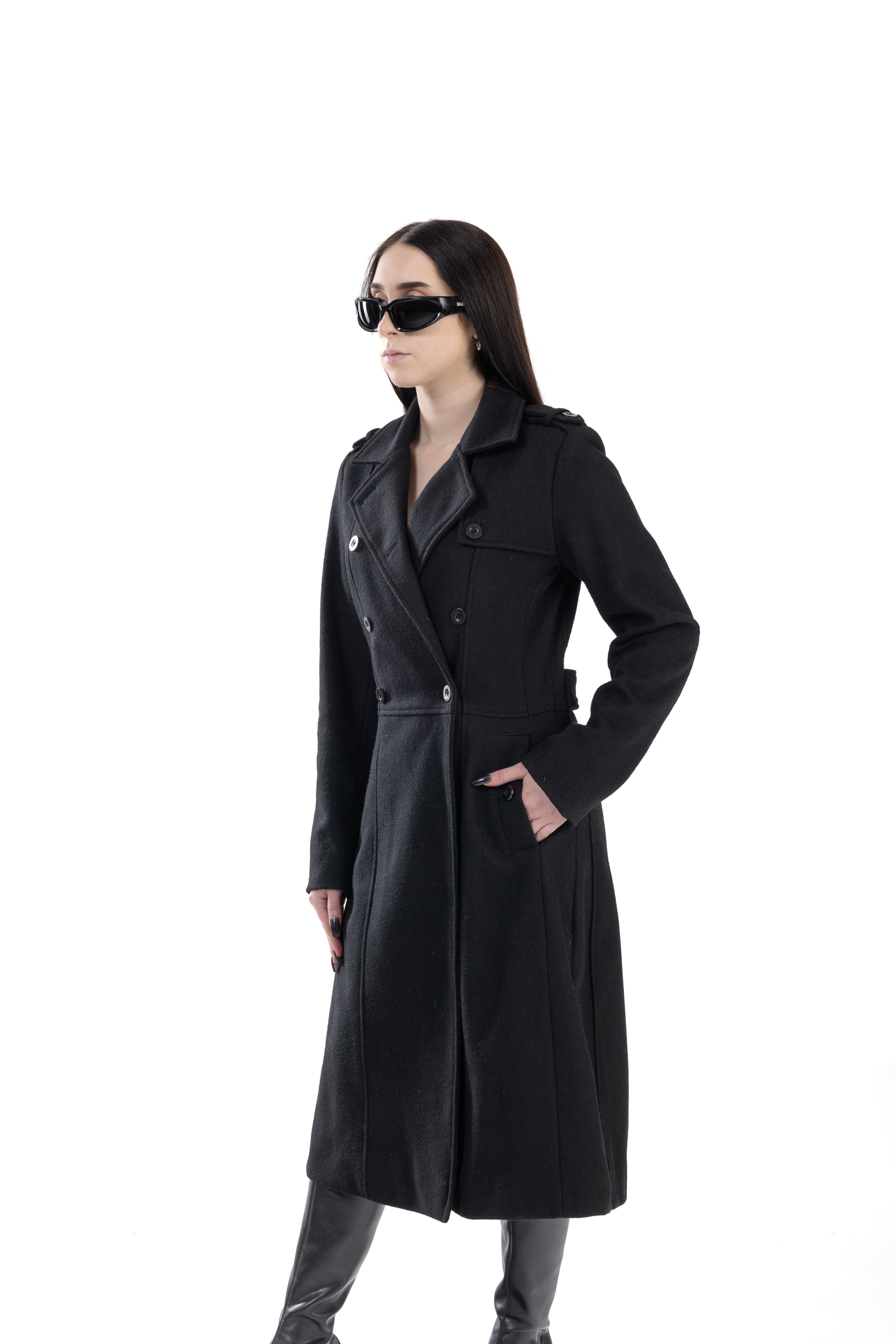 Black French Trench Coat Wool