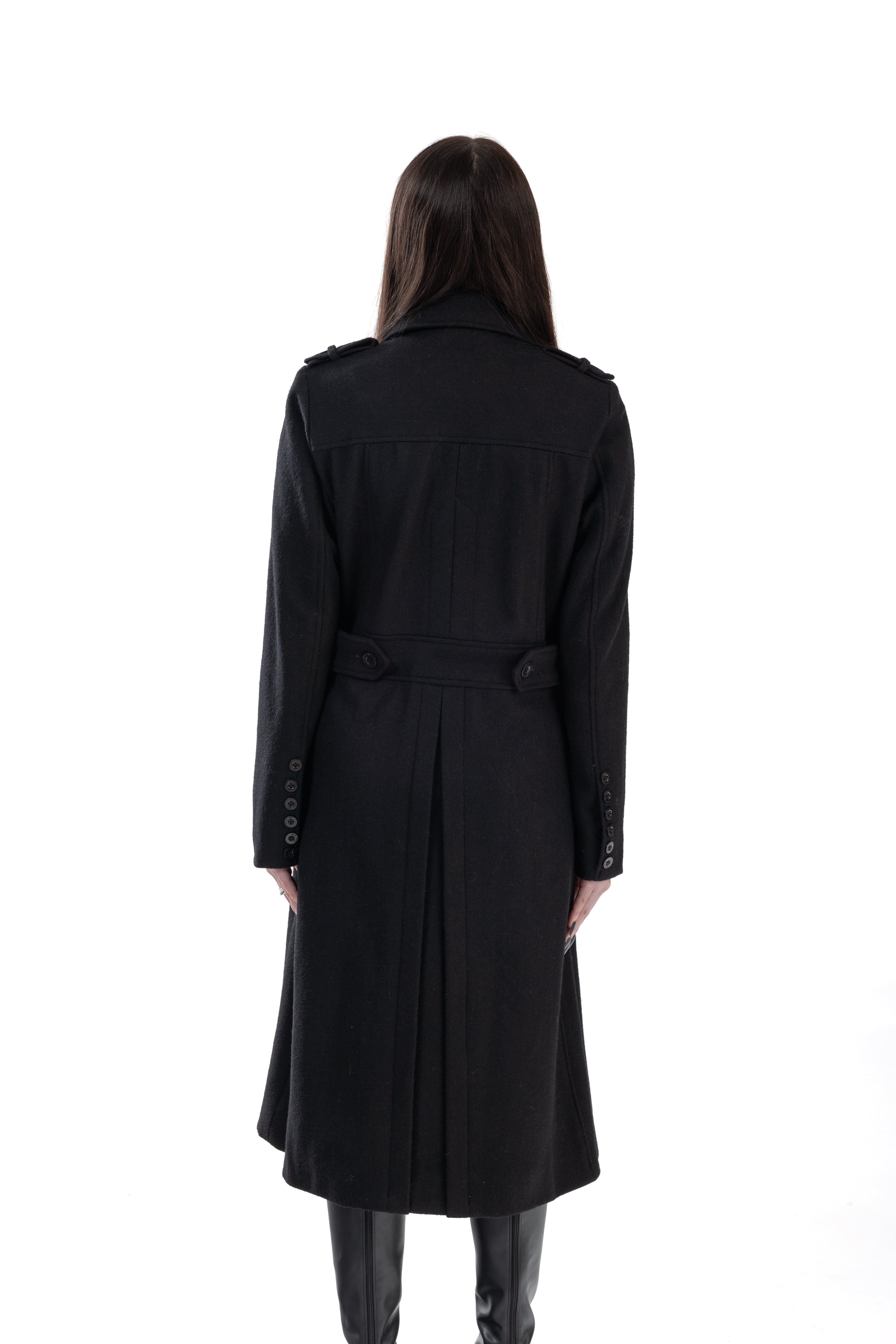 Black French Trench Coat Wool