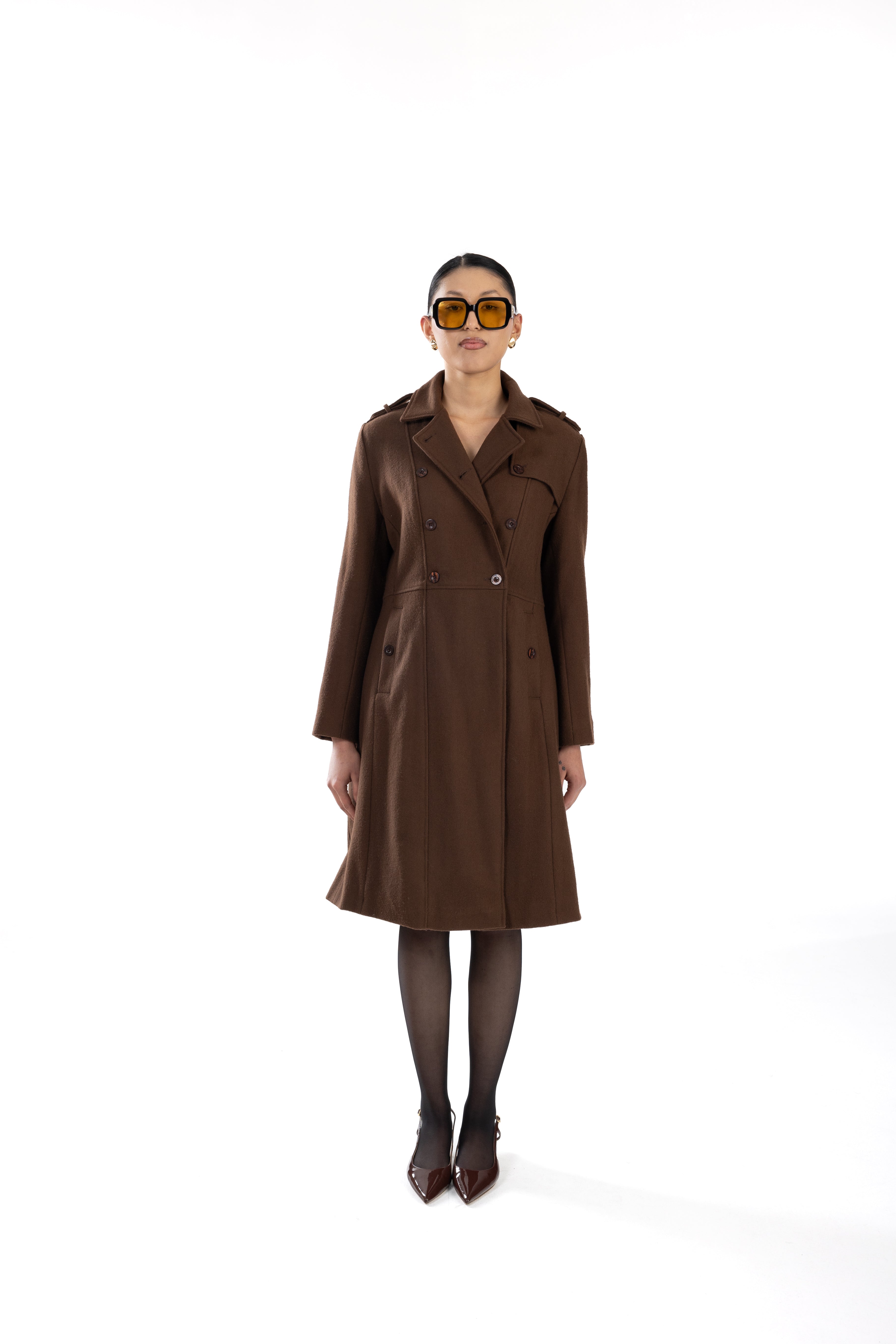 Brown French Trench Coat Wool