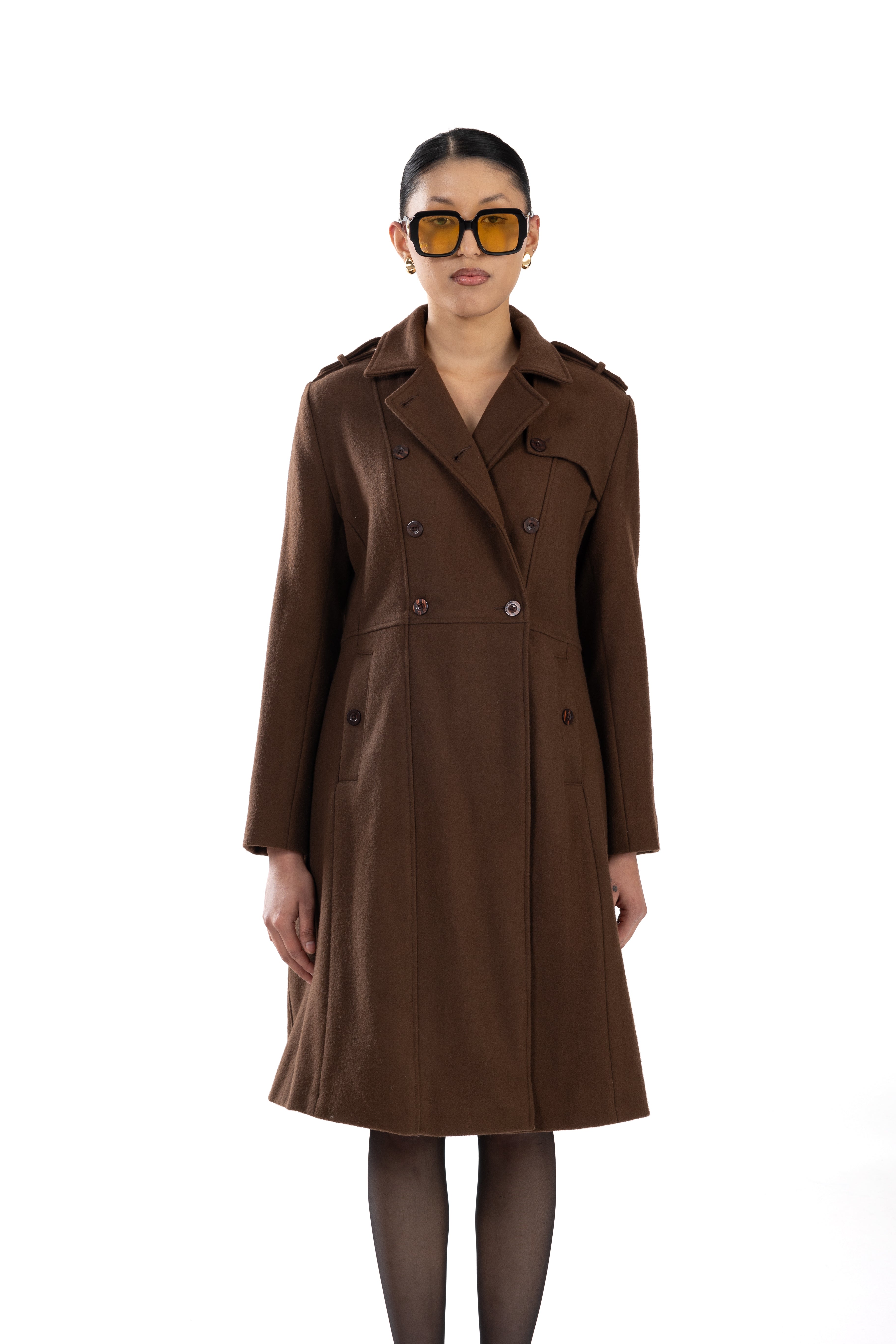 Brown French Trench Coat Wool