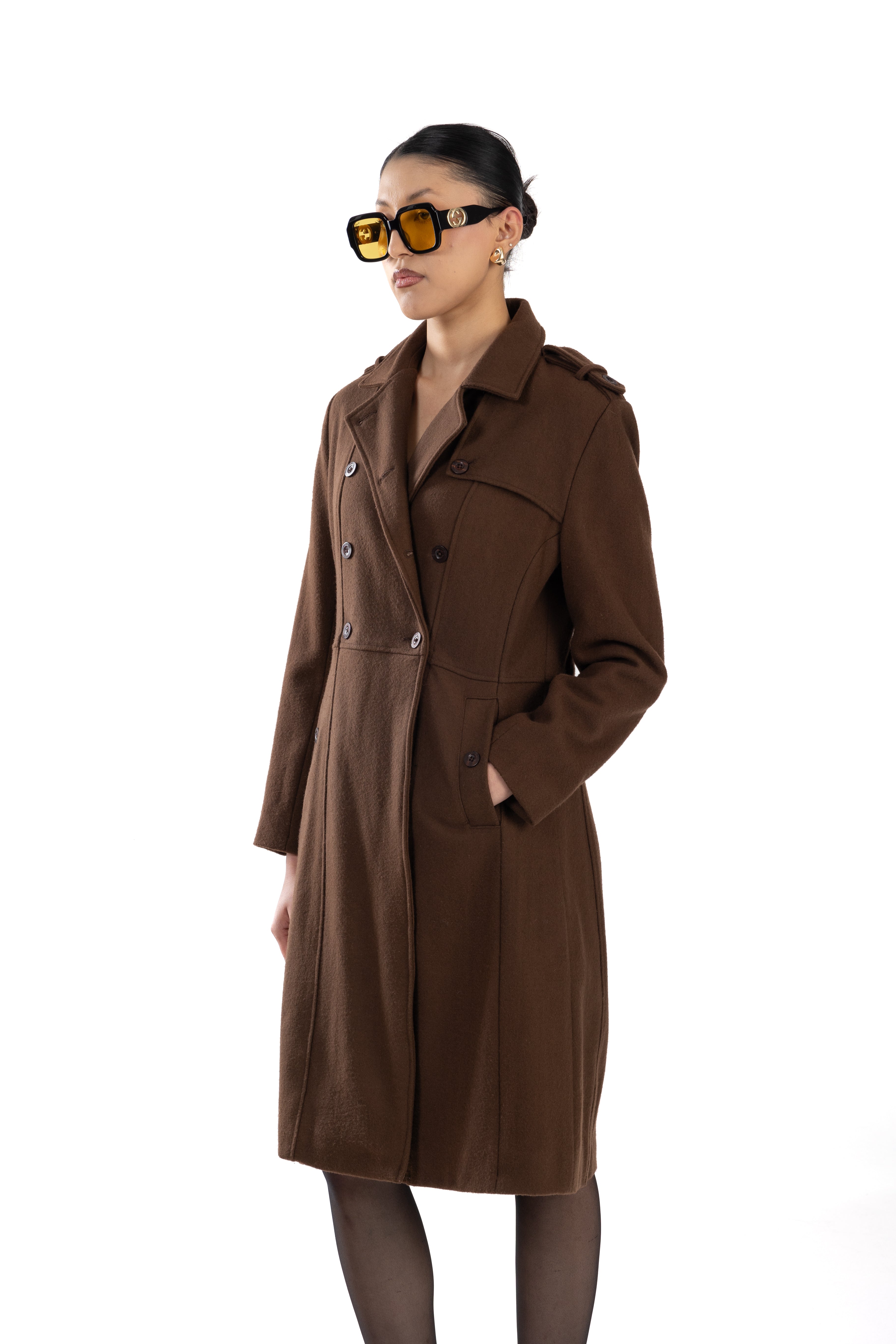 Brown French Trench Coat Wool