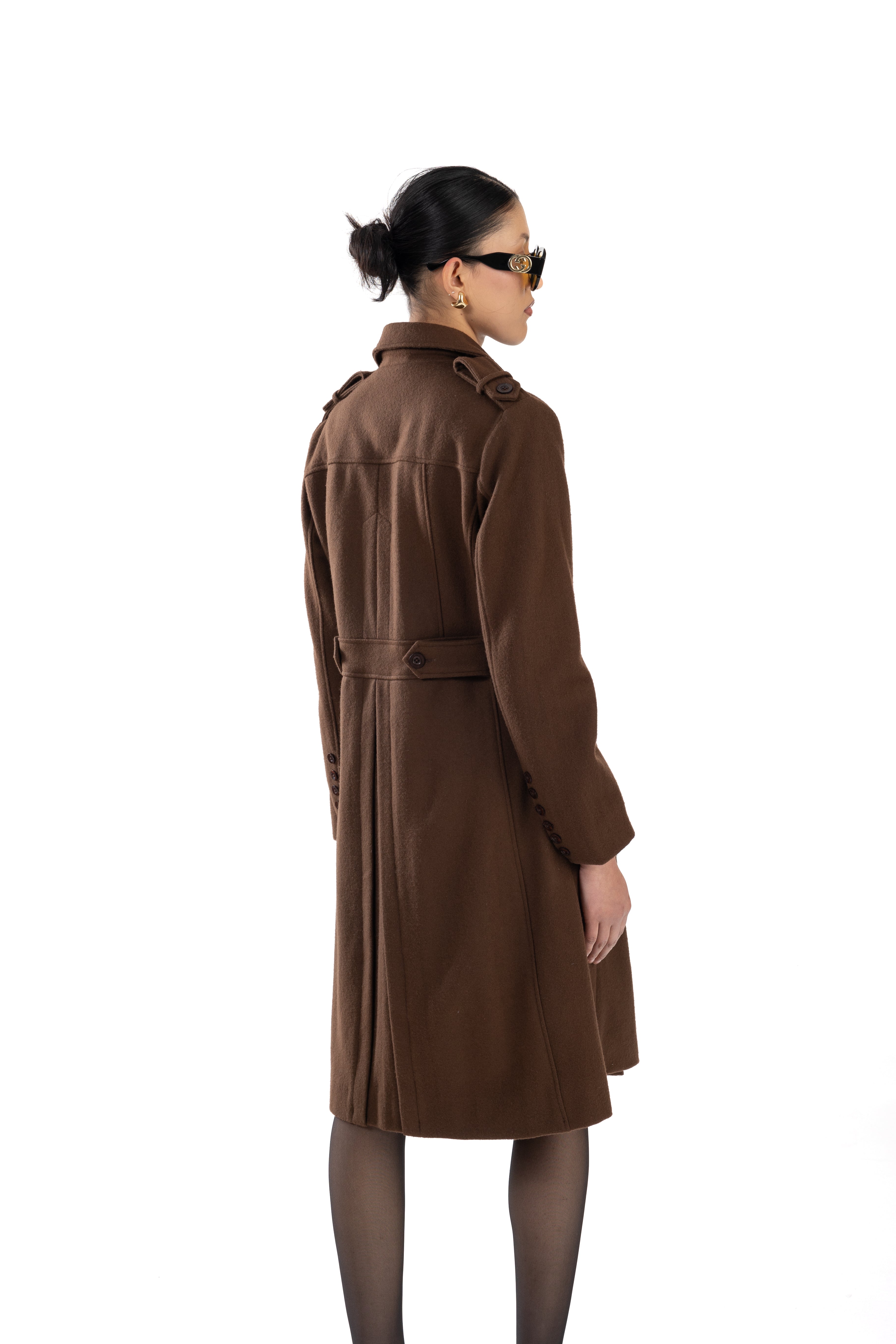 Brown French Trench Coat Wool