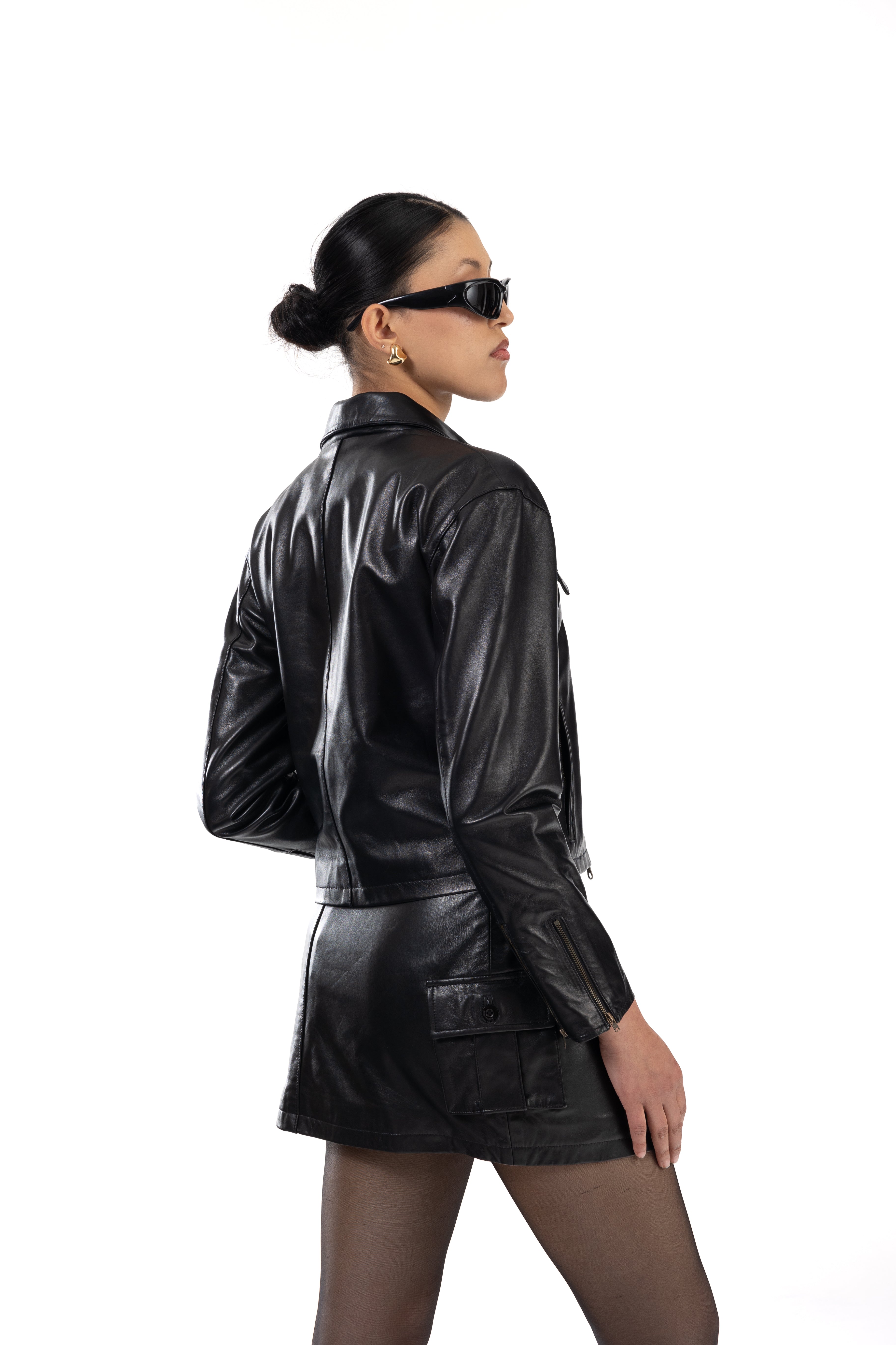 Black Crop Leather Jacket