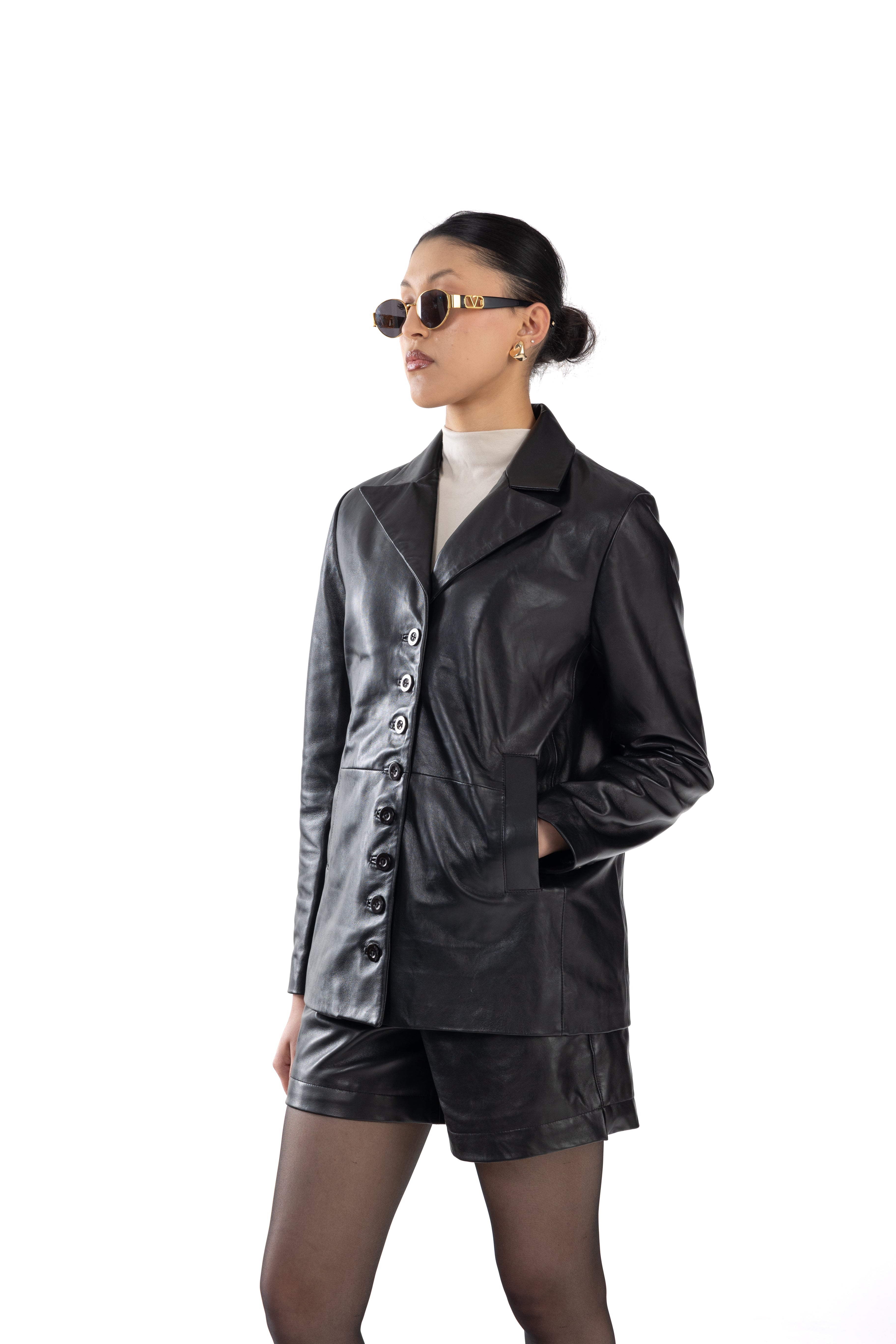 Short Lapel Leather Jacket