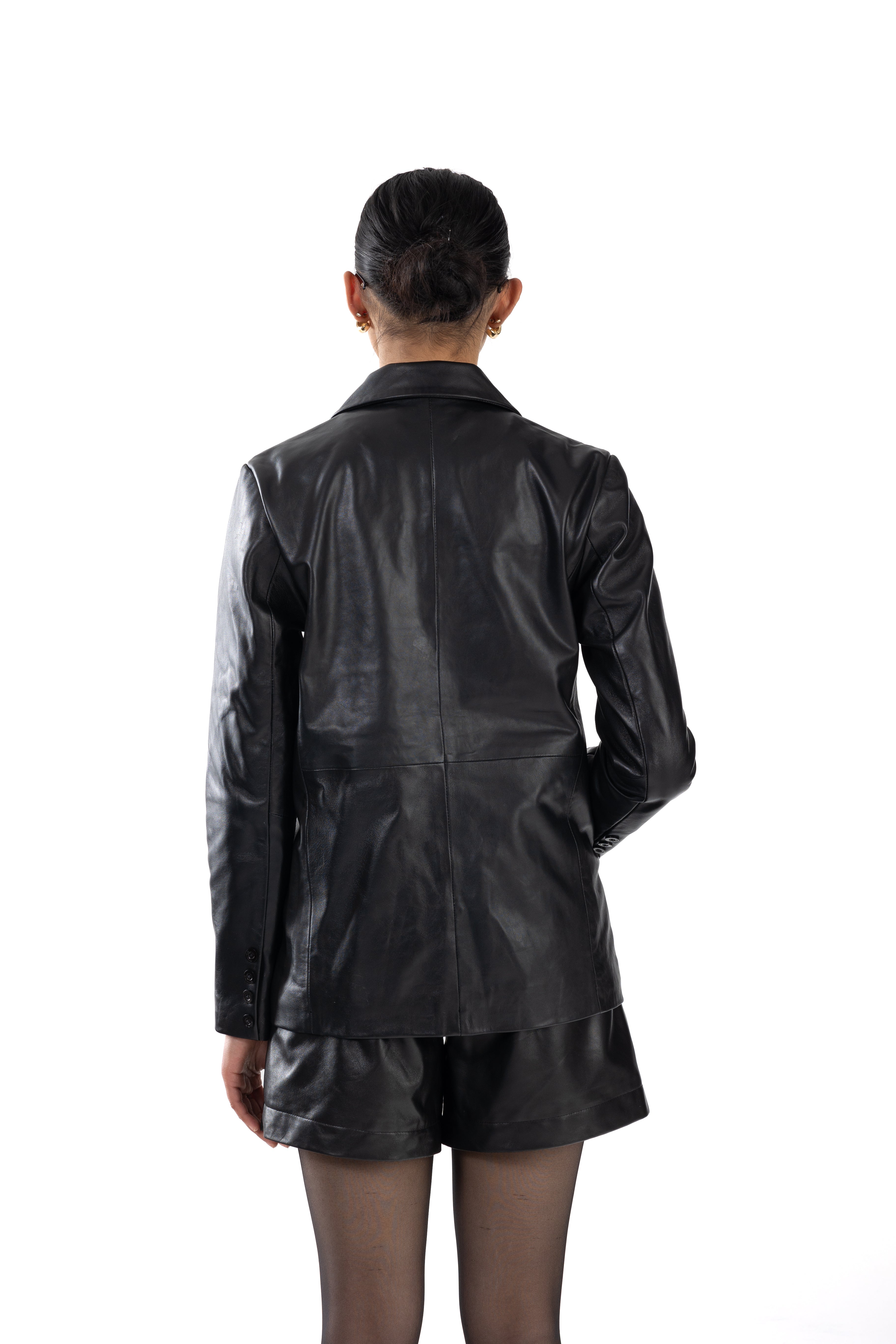 Short Lapel Leather Jacket