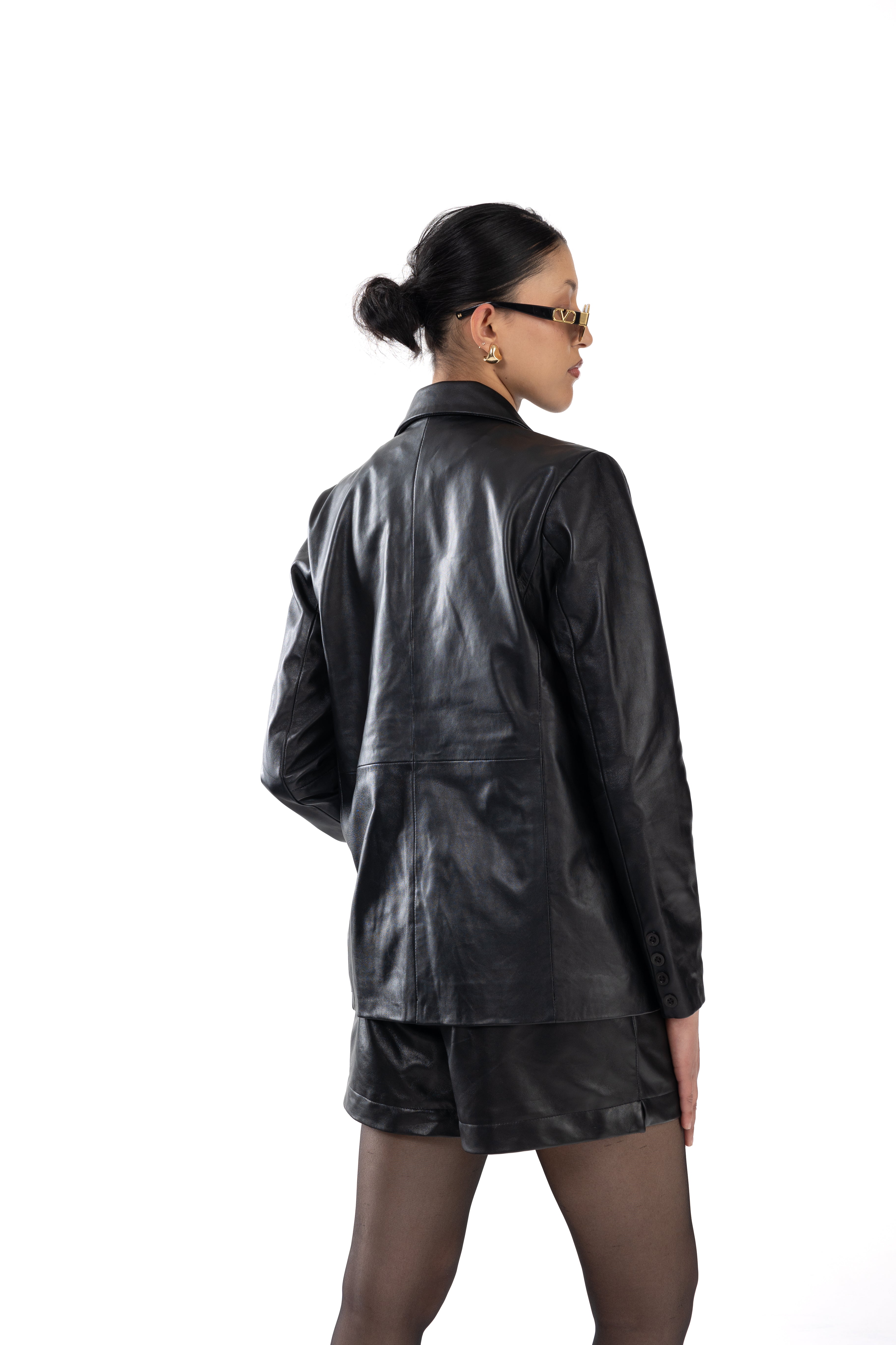 Short Lapel Leather Jacket